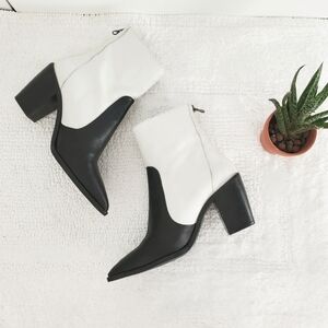 L'INTERVALLE Limited Edition Colour Block Leather Western Cowboy Ankle Boots